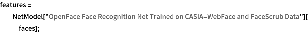 features = NetModel["OpenFace Face Recognition Net Trained on CASIA-WebFace \
and FaceScrub Data"][faces];